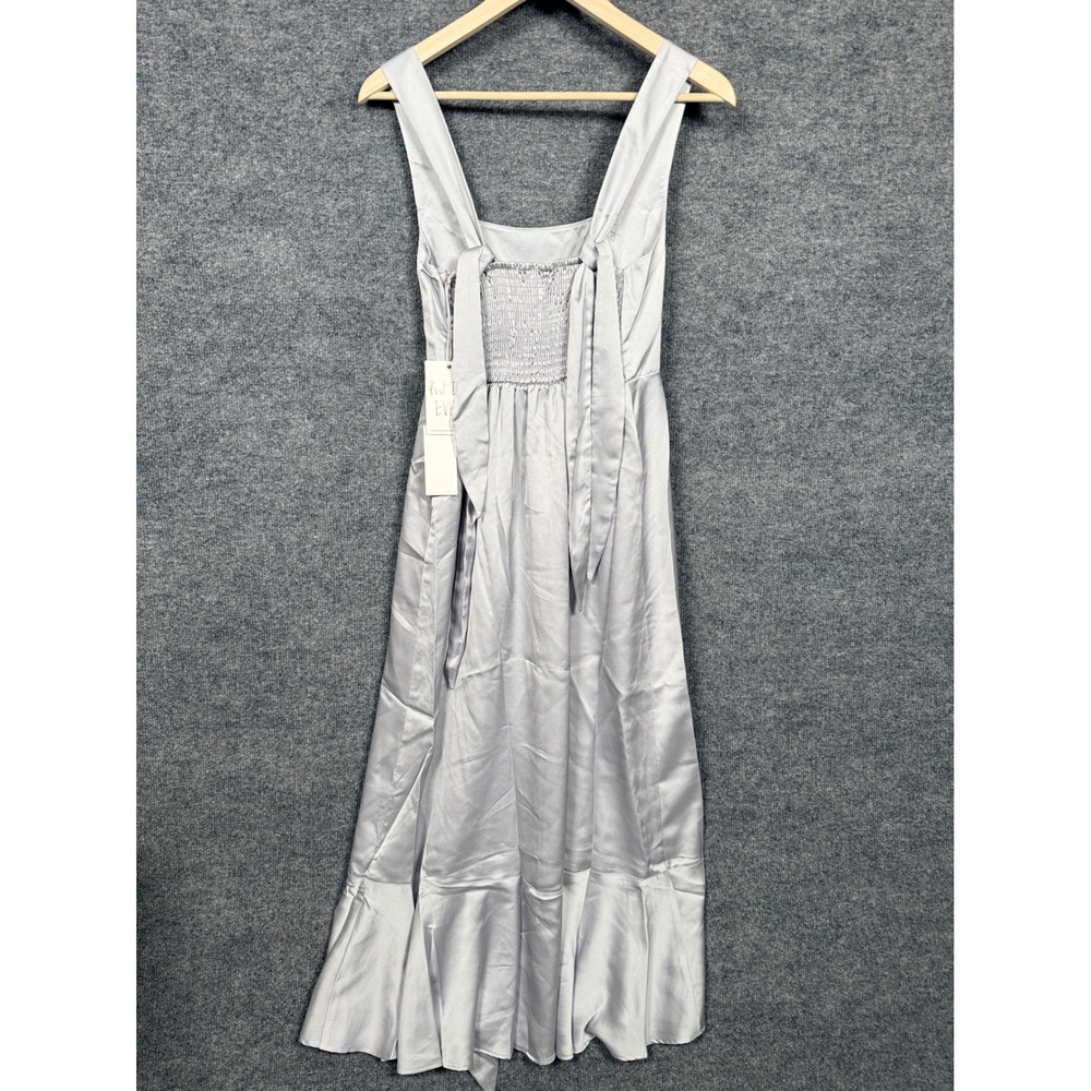 New Mumu Sz Small Claire Midi Dress Silver Satin Bridesmaid Prom Wedding Party - Picture 3 of 10